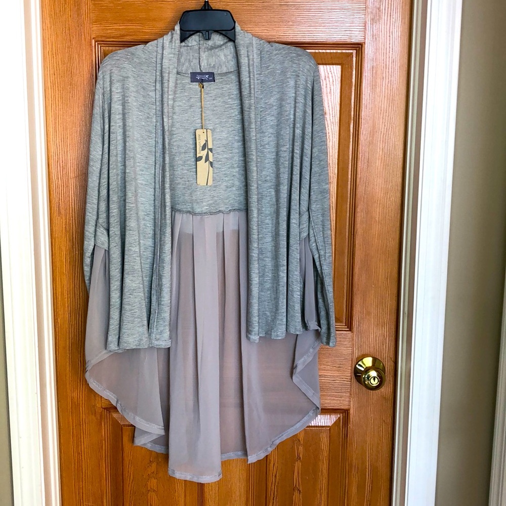 Women’s grey knit grey sheer cardigan one size